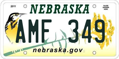 NE license plate AMF349