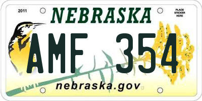 NE license plate AMF354