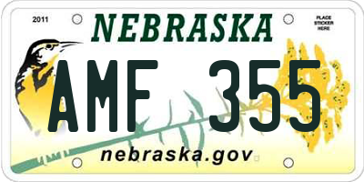 NE license plate AMF355