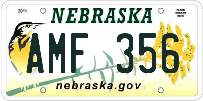 NE license plate AMF356