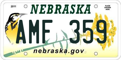 NE license plate AMF359