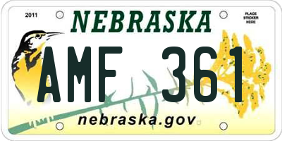 NE license plate AMF361