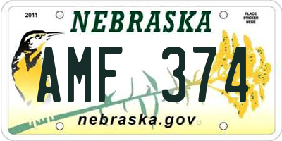 NE license plate AMF374