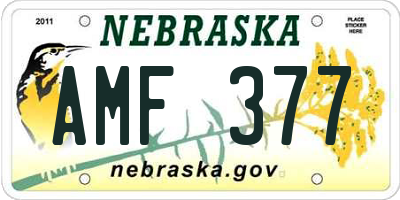 NE license plate AMF377