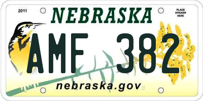 NE license plate AMF382
