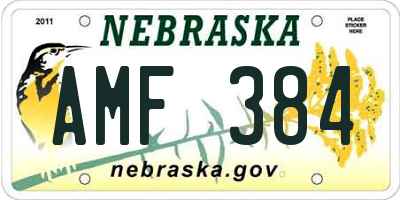 NE license plate AMF384