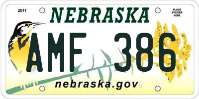 NE license plate AMF386