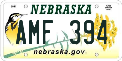NE license plate AMF394