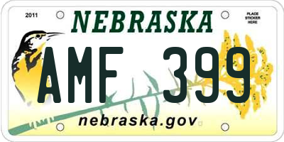 NE license plate AMF399
