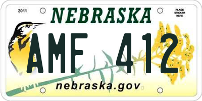 NE license plate AMF412