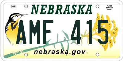 NE license plate AMF415