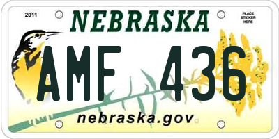 NE license plate AMF436