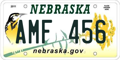 NE license plate AMF456