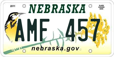 NE license plate AMF457