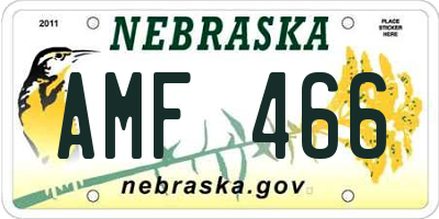 NE license plate AMF466