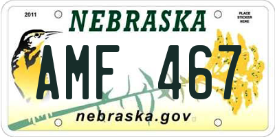 NE license plate AMF467