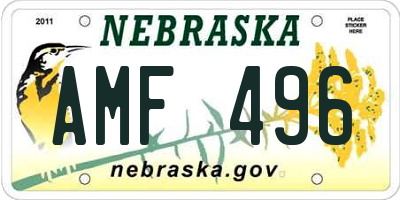 NE license plate AMF496