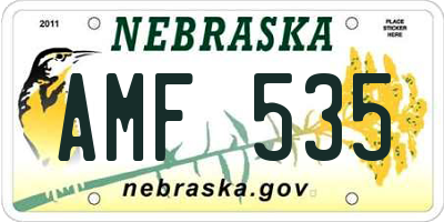 NE license plate AMF535