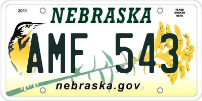 NE license plate AMF543