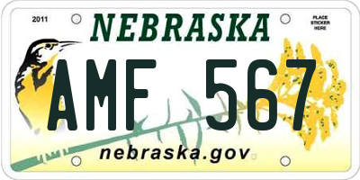 NE license plate AMF567