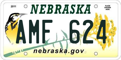NE license plate AMF624