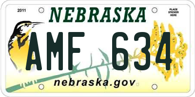 NE license plate AMF634