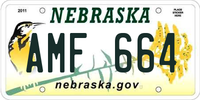 NE license plate AMF664