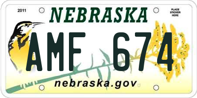 NE license plate AMF674