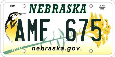 NE license plate AMF675