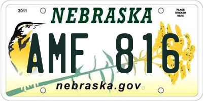 NE license plate AMF816