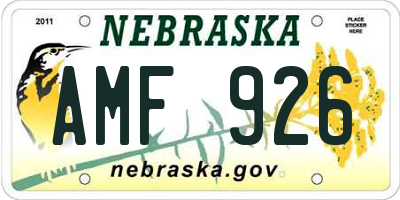 NE license plate AMF926