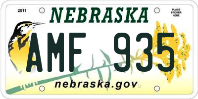 NE license plate AMF935
