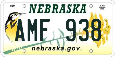 NE license plate AMF938