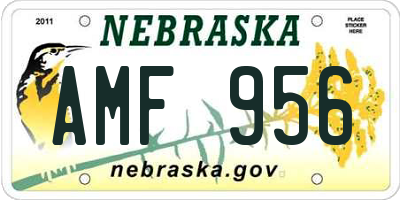 NE license plate AMF956