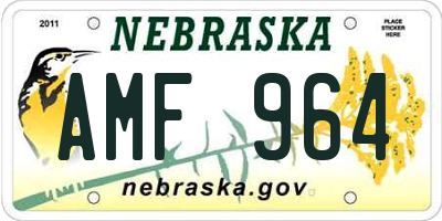 NE license plate AMF964