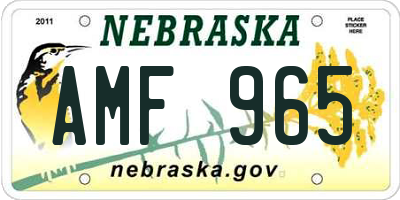 NE license plate AMF965