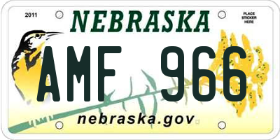 NE license plate AMF966