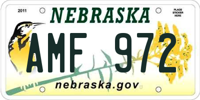 NE license plate AMF972