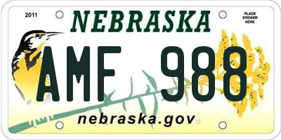NE license plate AMF988