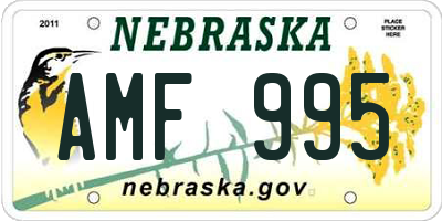 NE license plate AMF995
