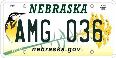 NE license plate AMG036