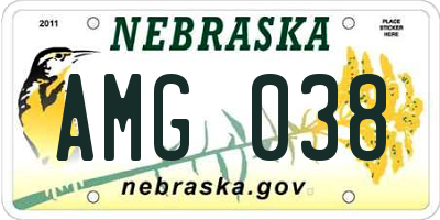 NE license plate AMG038