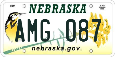 NE license plate AMG087