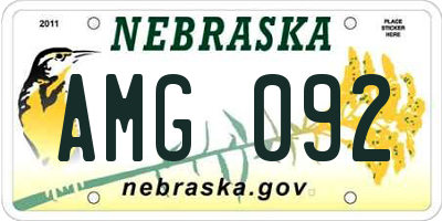 NE license plate AMG092