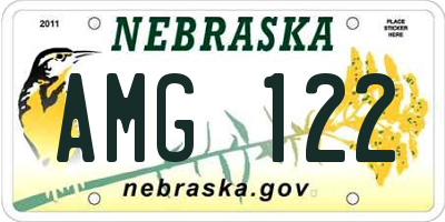 NE license plate AMG122