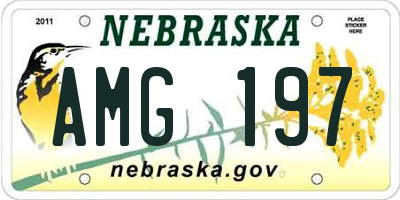 NE license plate AMG197