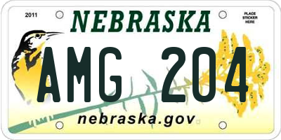 NE license plate AMG204