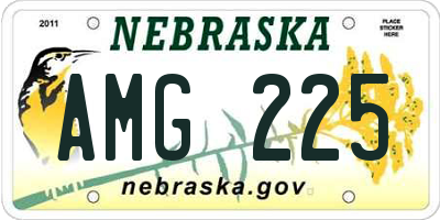 NE license plate AMG225