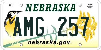 NE license plate AMG257