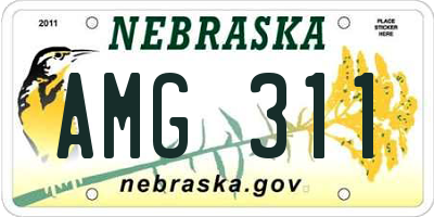NE license plate AMG311
